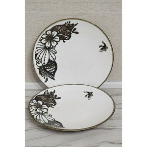 SPECTRUM DESIGNZ Butterfly Flowers Salad Plates Set of 2